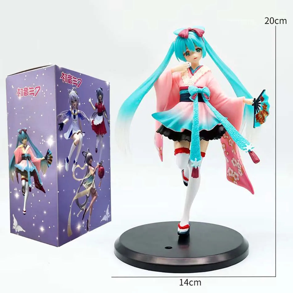 20cm Fashion Hatsune Miku Anime Figure Kimono Hatsune Miku Action Figures Kawaii Girl Figurine PVC Collection Model Toys