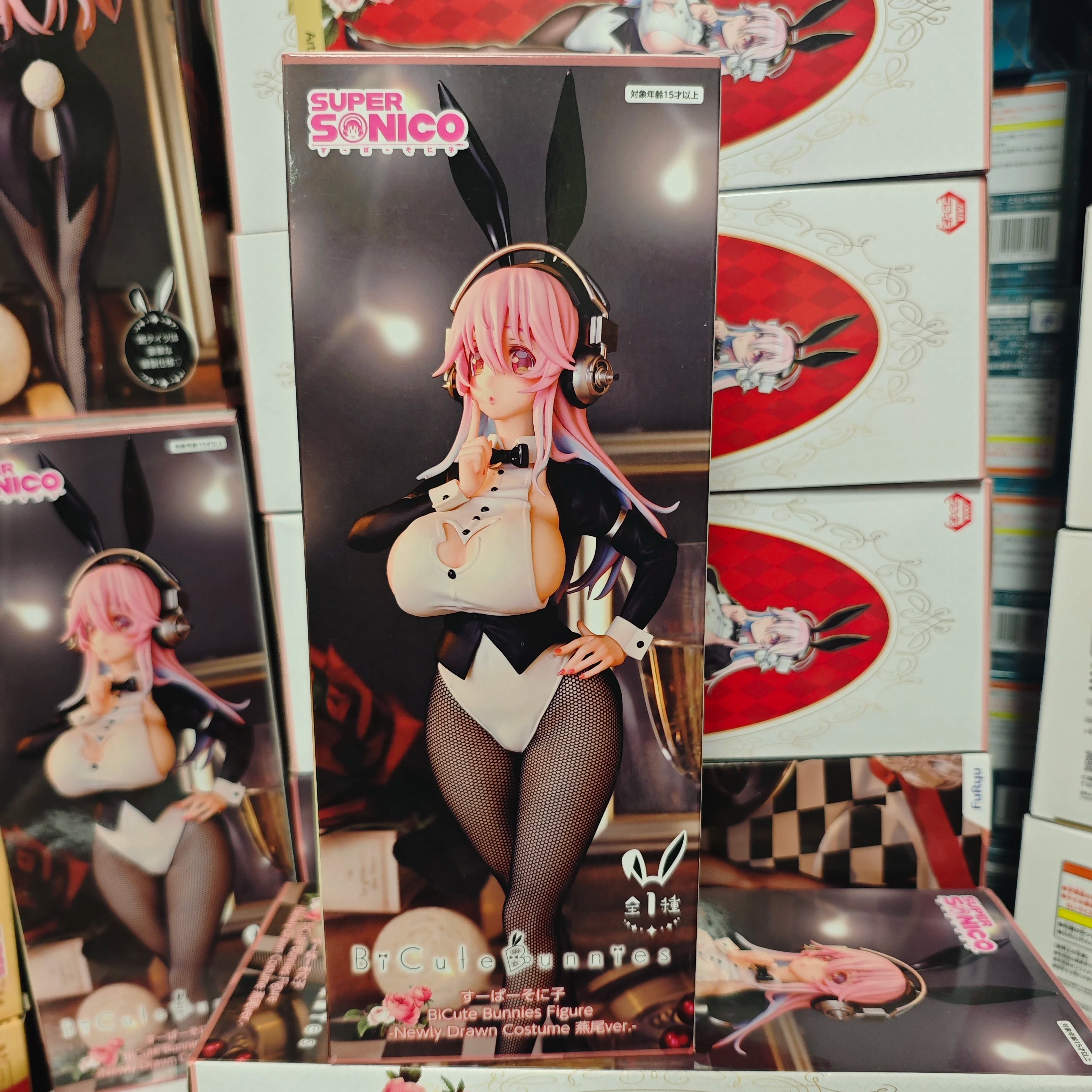 Original Furyu 30cm Super Sonico Anime Action Figures Bunny Girl Tuxedo Pvc Model Figurine Toys Collection Desktop Ornaments