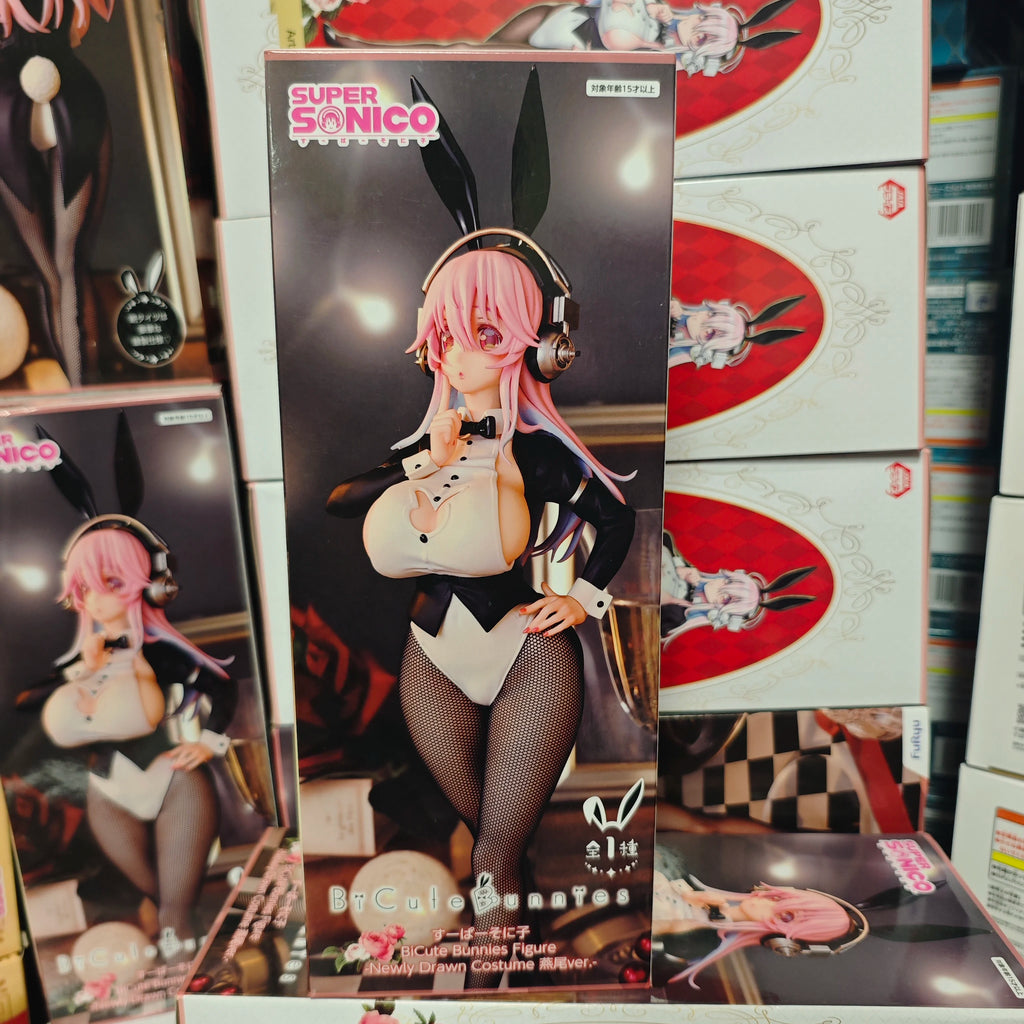 Original Furyu 30cm Super Sonico Anime Action Figures Bunny Girl Tuxedo Pvc Model Figurine Toys Collection Desktop Ornaments