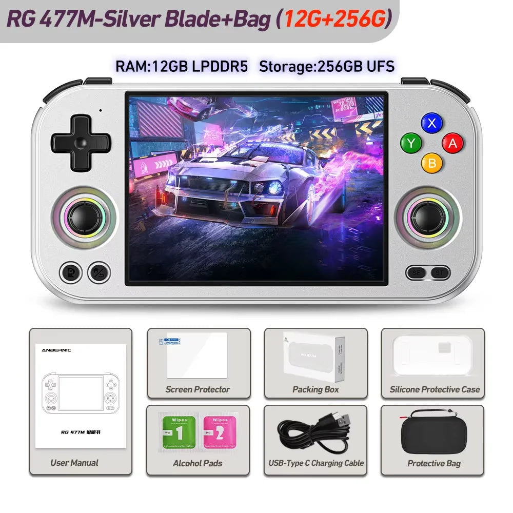 ANBERNIC RG477M RG Slide Retro Handheld Game Video Player Console 4.7-inch LTPS Android 14 Bluetooth WIFI 12G+256G PS2 RG 477M