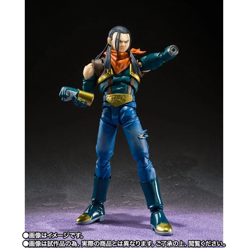 Bandai Original Dragon Ball GT Modellbausatz Anime Figuren SHF Super Android 17 Actionfiguren-Sammlung Modell für Kinderspielzeug Geschenke