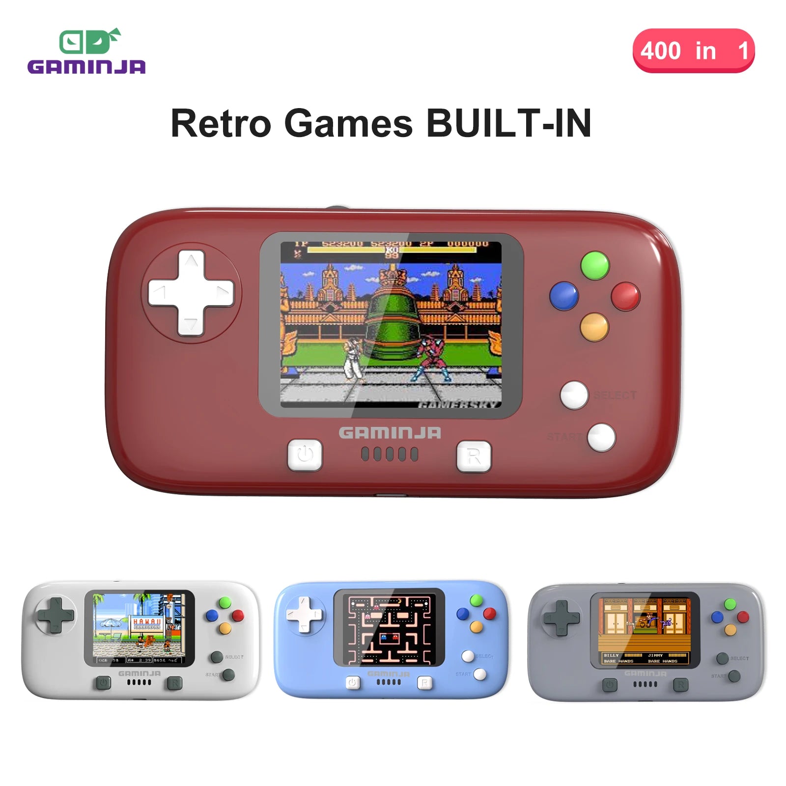 GAMINJA GC76 400 IN 1 Classic Games Handheld Mini Game Console 2.8inch Video Game Console Portable Handheld Game