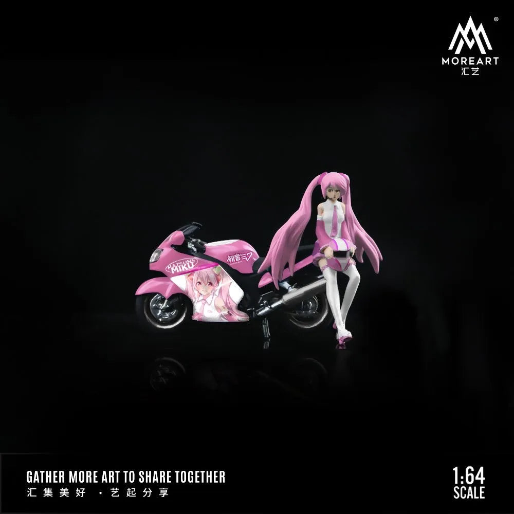 1:64 Hatsune Miku Motorcycle Mini Model Cute Figure Cartoon Toy Scene Figurine Collection Gift