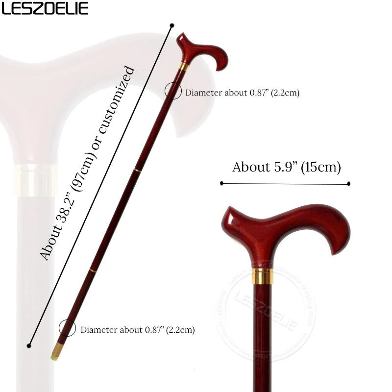 97 cm roter Holzgriff 3-teiliger Gehstock Herren Abnehmbarer Gehstock aus deutschem Buchenholz Damenmode-Gehstöcke