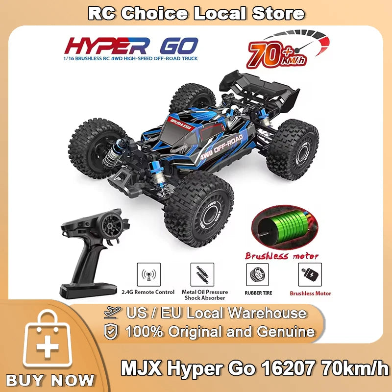 MJX Hyper Go 16207 70km/h 1/16 4WD Racing Car Brushless High Speed Drift Cars 2.4G Remote Control Cars Off-Road Truck Toys