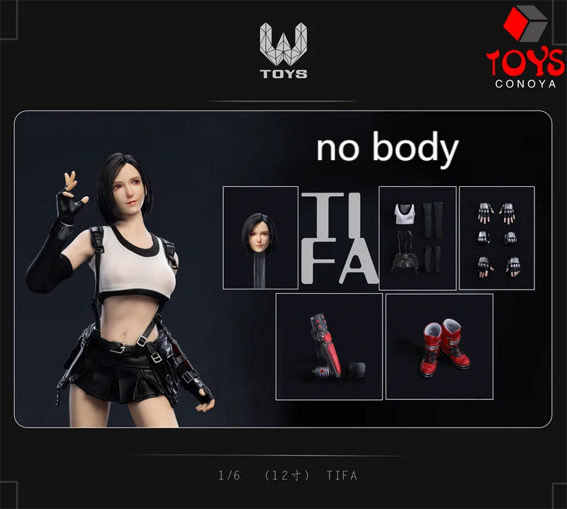 W TOYS 1/6 Scale Tifa Head Sculpt Clothes Set Model Fit 12'' TBL S10D Female Soldier Action Figure Body Dolls