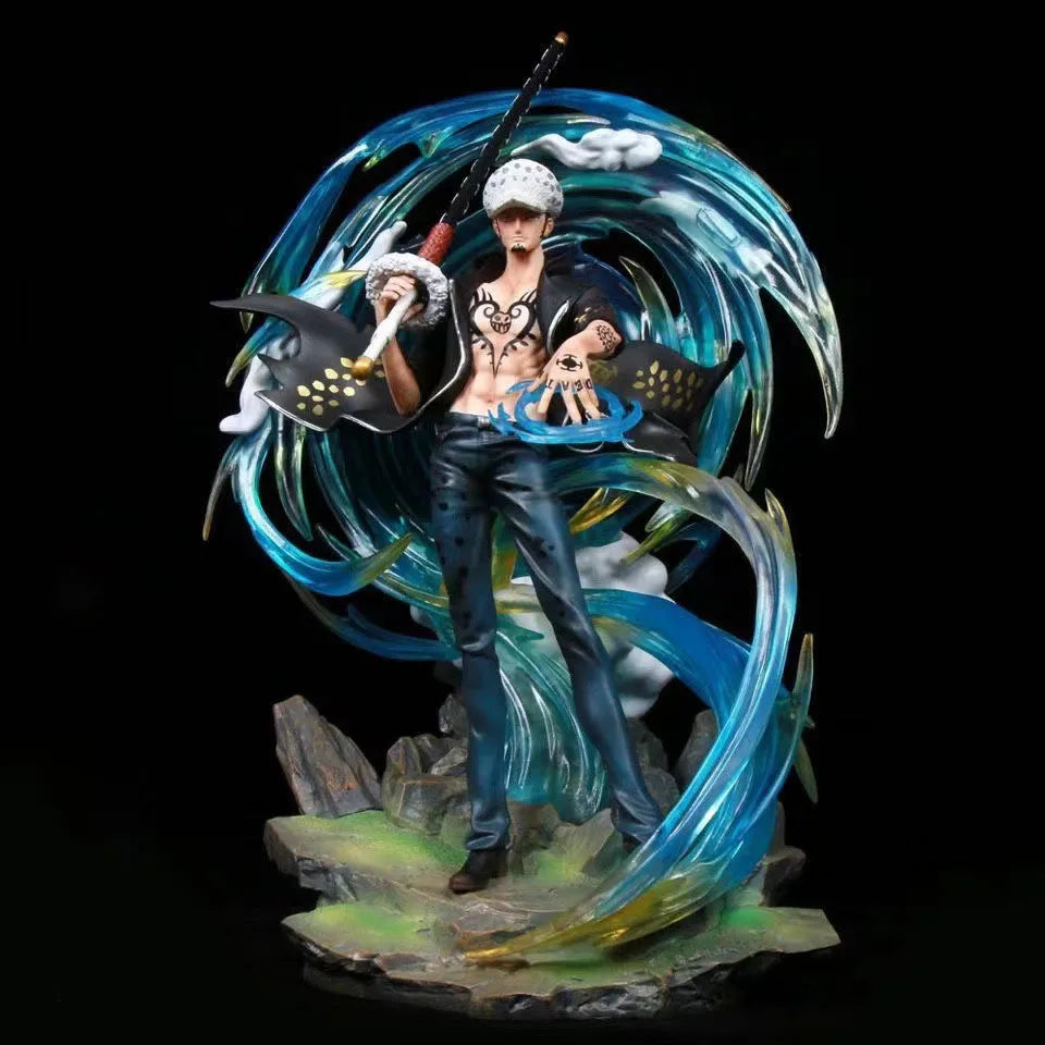 41cm ONE PIECE Anime Figures Trafalgar D Water Law Phantom Can Emit Light Collection Action Figure Statue Model Doll Gift Toys