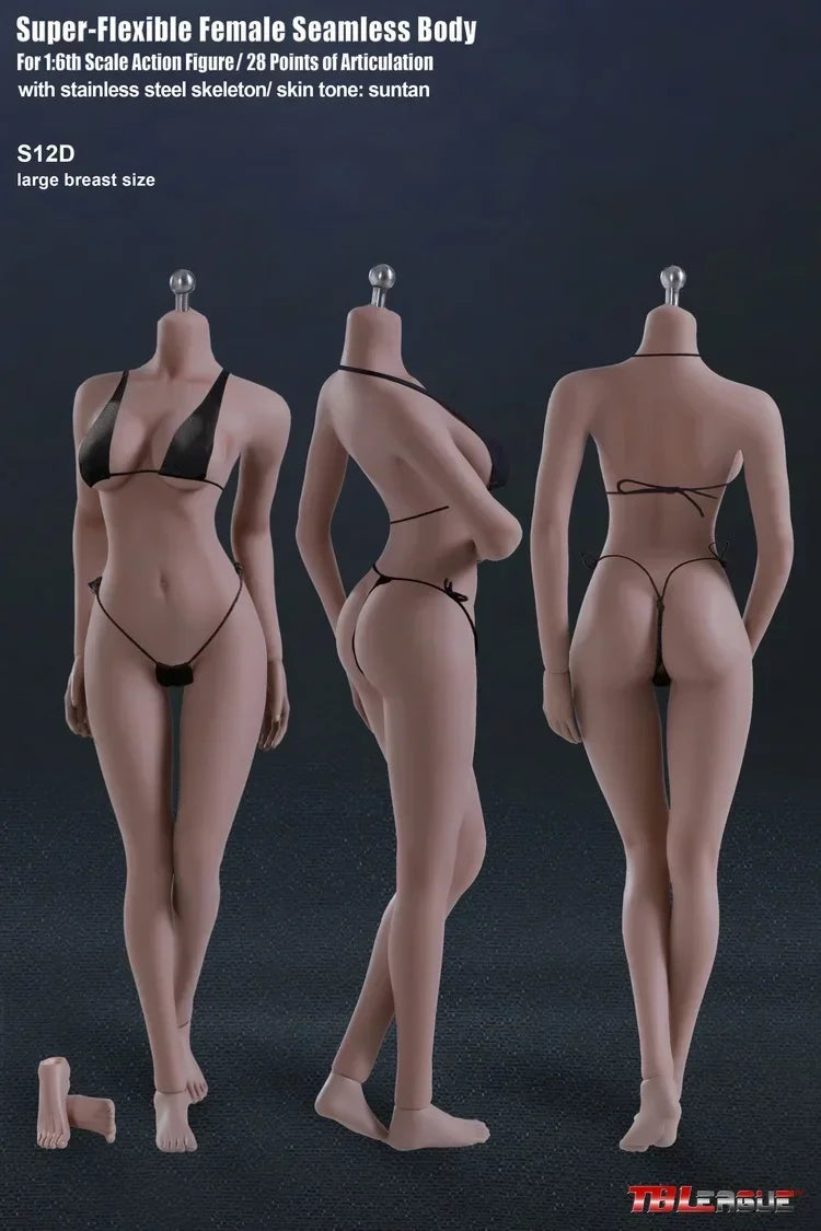 TBL S04 S01 S19 1/6 Female Super-flexible Body Doll Phicen Stainless Steel Skeleton Suntan Pale Large/small Breast Action Figure