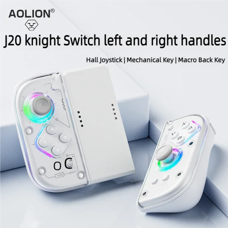 Aolion J20 Wireless Knight Gamepad für links und rechts, RGB-Bewegungssensor, Hall-Joystick für Nintendo Switch 1/2, Controller-Zubehör 