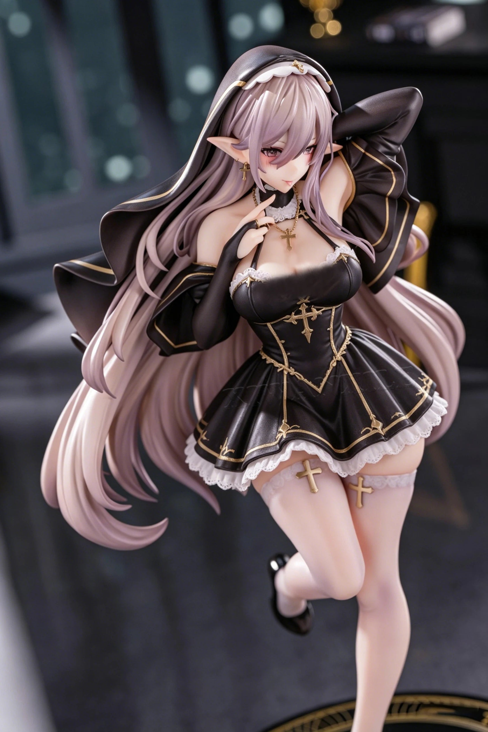 27cm PINKMANGO Shisuta-erufu By Sorananiiro Anime Girl Figure Nun Elf Action Figure Tsuki Uzaki Figurine Model Doll Toys Gifts