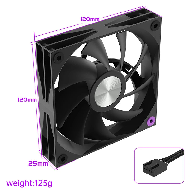 12cm Desktop Computer Case Cooling Mute Fans PC Tower 5V Silent Air Cooler 4Pin PWM 12V 3W 1900PRM For DIY Gaming Computer