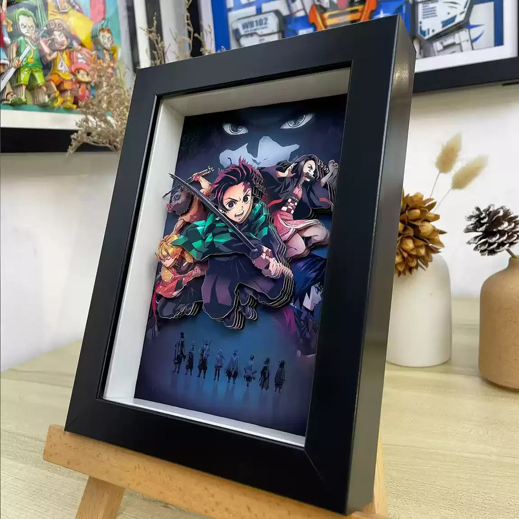New Goods Anime Demon Slayer Kamado Tanjirou Kanroji Mitsuri Cosplay 3d Stereograph Cartoon Layout Photo Frame Decorative Gifts