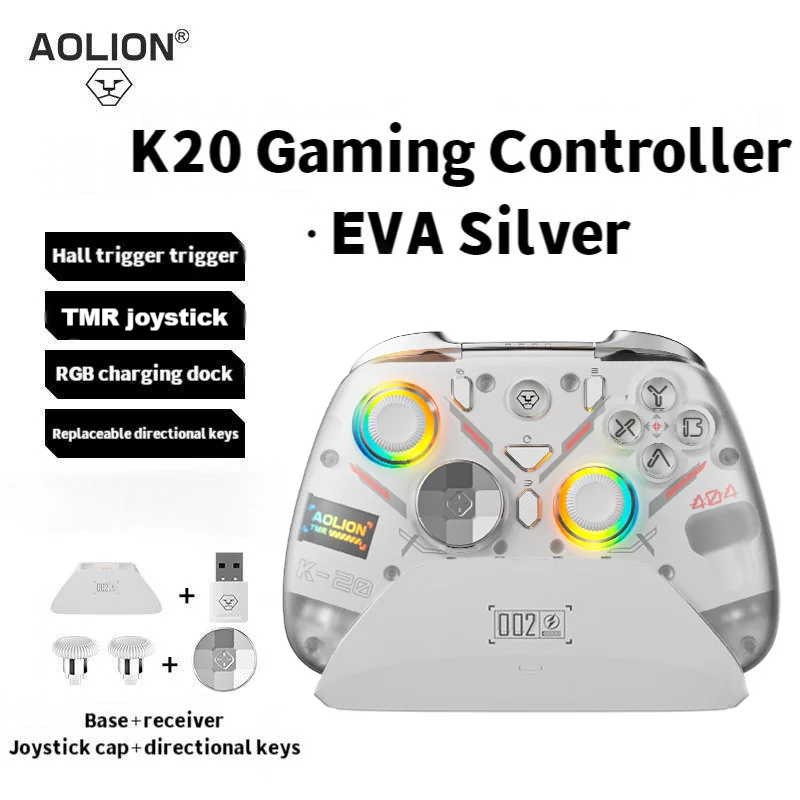 AOLION K20 Gaming Controller Dual Hall Magnetic Surface Shell Three speed Linear Trigger for iOS and Android PC Charging HUB