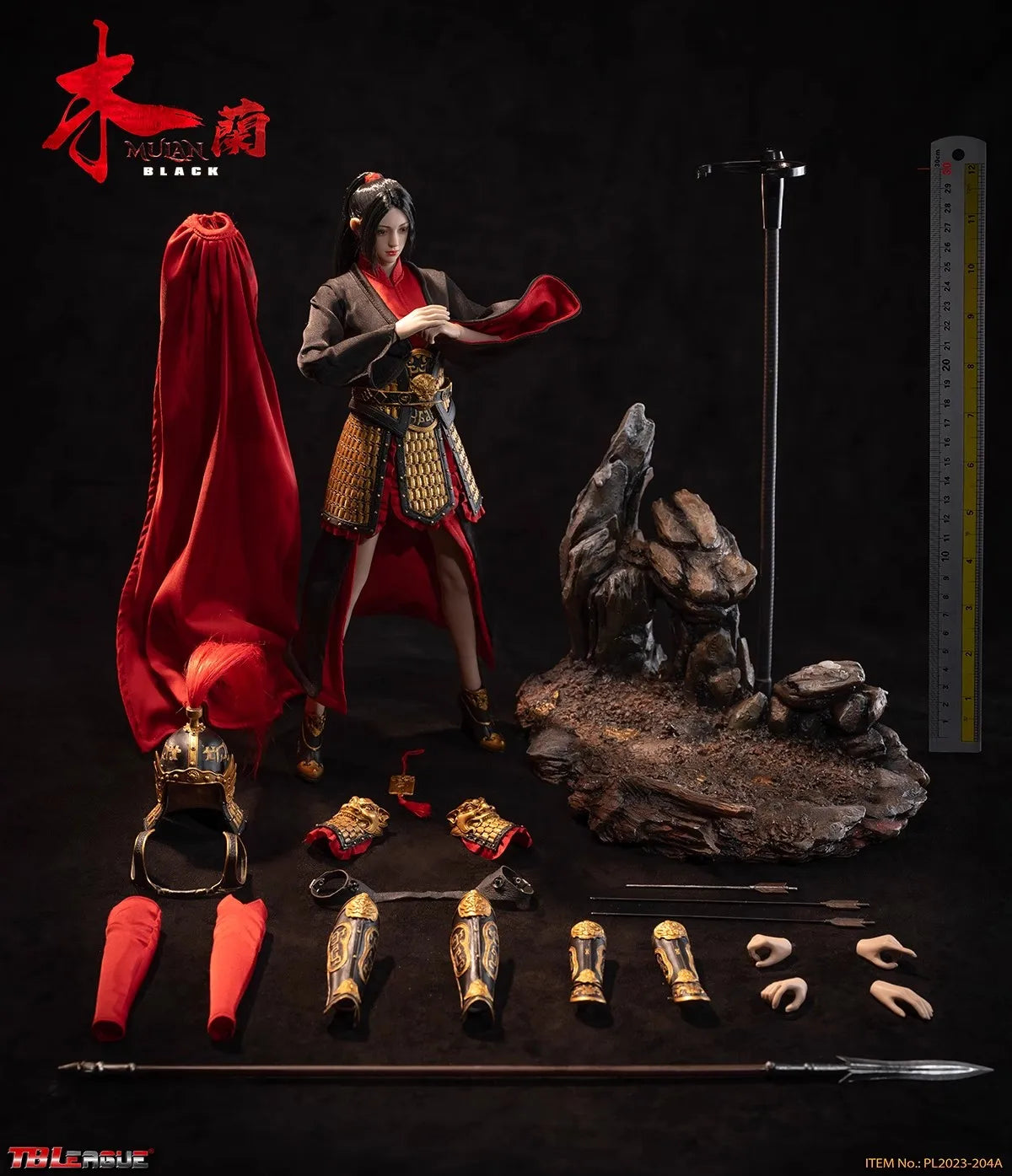 TBLeague PL2023-204 A 1/6 Soldier Female General MULAN Black 12'' Action Figure Model Toy In Stock