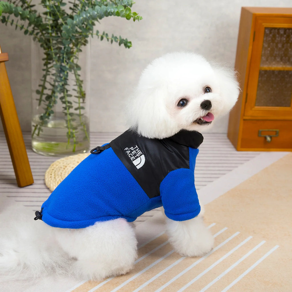 Fleece Thickened Dog Coat Autumn Winter Pet Clothes for Small Dogs with Leash Ring Sportswear Puppy Jacket Boy Girls Pet Apparel