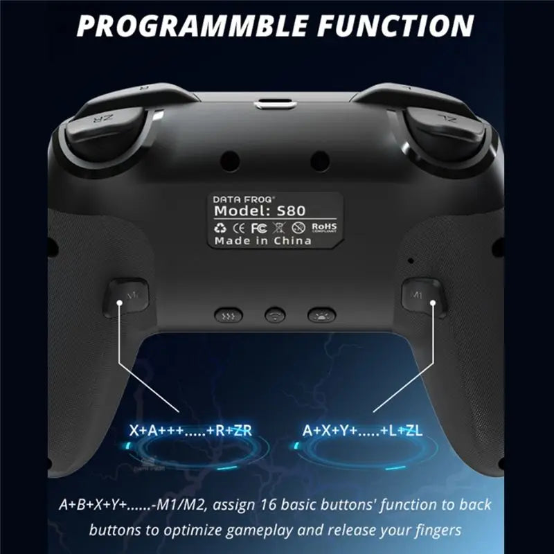DATA FROG RGB LED Lighting Wireless Game Controller For Switch 2 For Switch Lite/OLED 6-Axis+ Vibration+ Turbo Controller