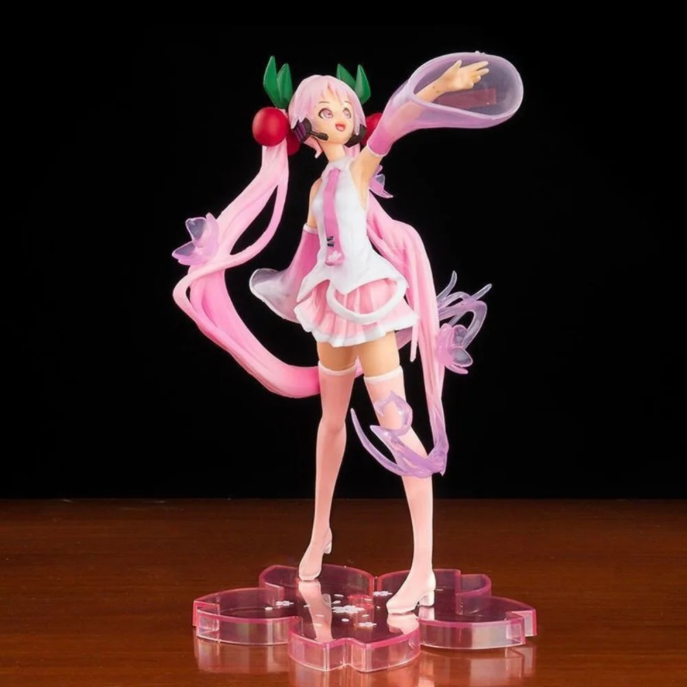 Miku Hatsune Anime Figure Sakura Pink skirt  Princess Anime PVC 20CM Doll Collectible Model Statue Cosplay Gift for Fans