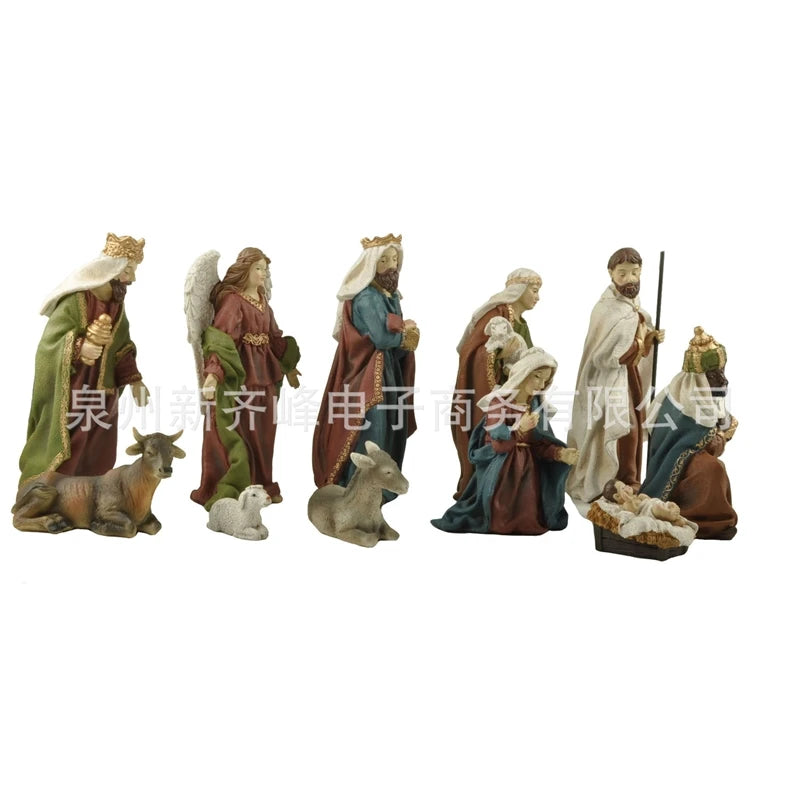 Realistic 11 Piece 18.5cm Figurine Set For Christmas Religious Nativity Scene Home Church Table Decor For Family Holiday Gift