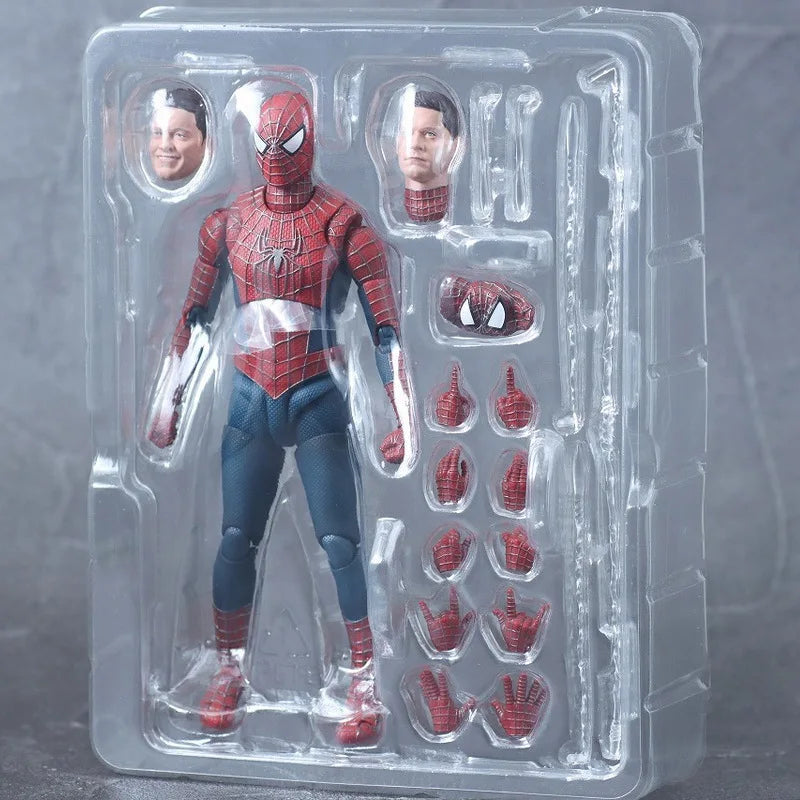 CT Factory Hot Shf Toby Spider Man PVC Friendly Neighbor Maguire Mobile Handheld Box Model Spider Man Gift Interchangeable head