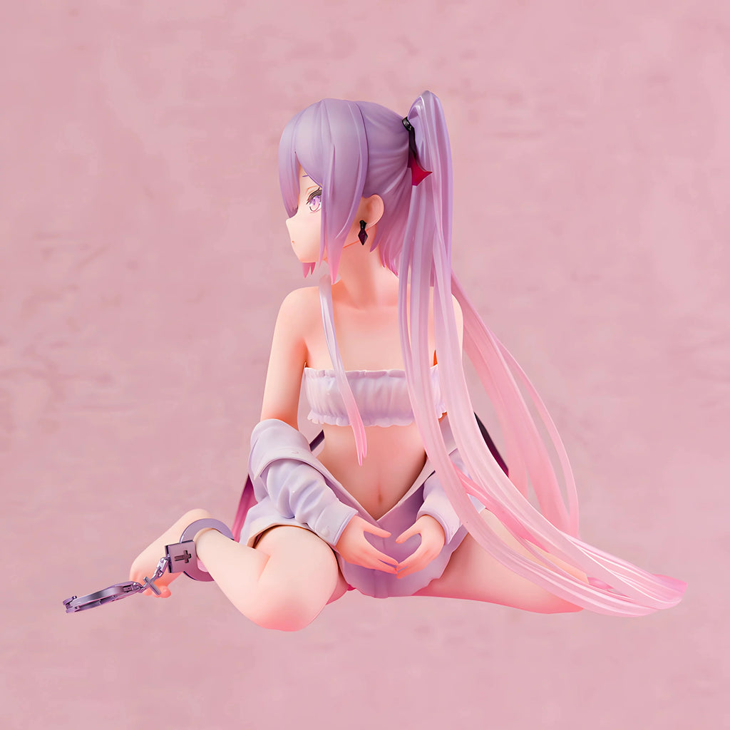 Generic Anime Girl Figure Succubus Pink Eve Sitting Noodle Stopper Boxed Collectible Desktop Decoration Model For Anime Fans