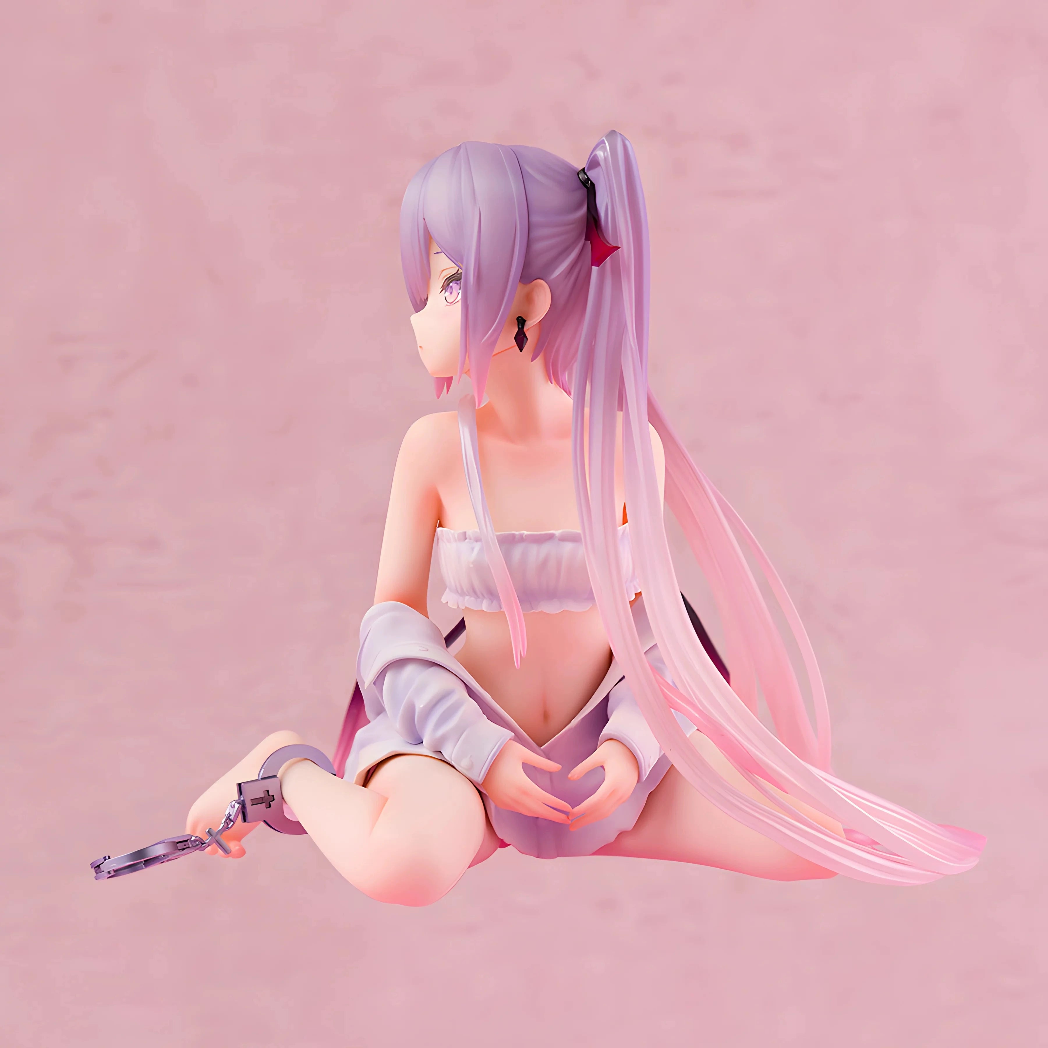 Generic Anime Girl Figure Succubus Pink Eve Sitting Noodle Stopper Boxed Collectible Desktop Decoration Model For Anime Fans
