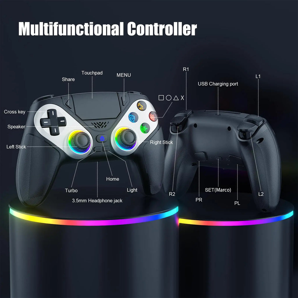 Game Controller for PS5/PS5 Pro/Slim/PC Dual Vibration Built-in Headphone Jack 6-Axis Motion Contro Linear Hall trigger Gamepad