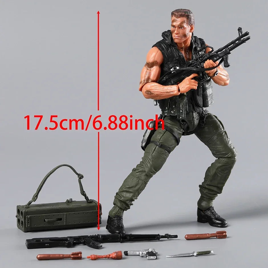 NECA Commando John Matrix Schwarzenegger Action Figure with Accessories Model Ornament Toy Xmas Gift
