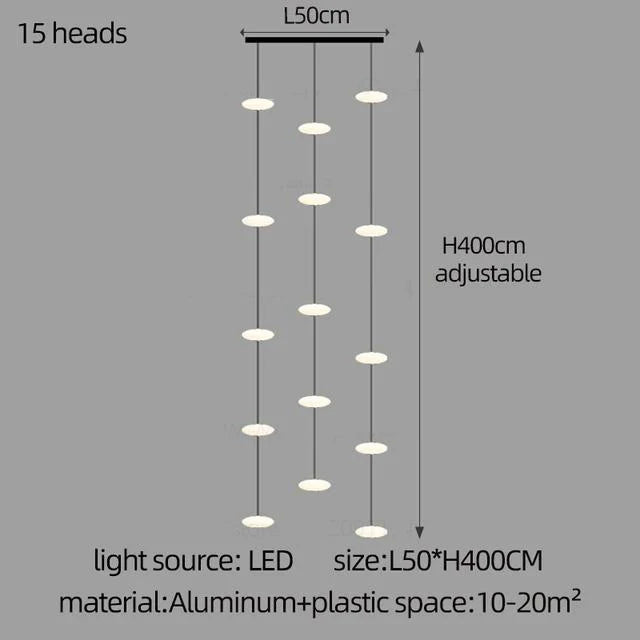 Modern Led staircase chandelier living room hanging light designer Villa duplex building  oval string attic pendant lighting