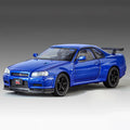 1:32 GTR R34 Skyline Street Car Version Supercar Die Casting Alloy Model Metal Car Sound Light Pull Back Mini GT Valentine's Day