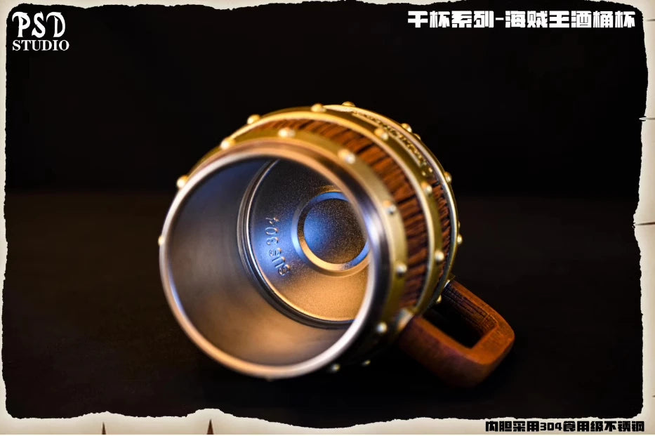 Collection Gift One Piece Barrel Cup Figure Luffy Ace Sabo Wine Cheers Series Gold Silver Ornament Doll Pvc Collection Gift