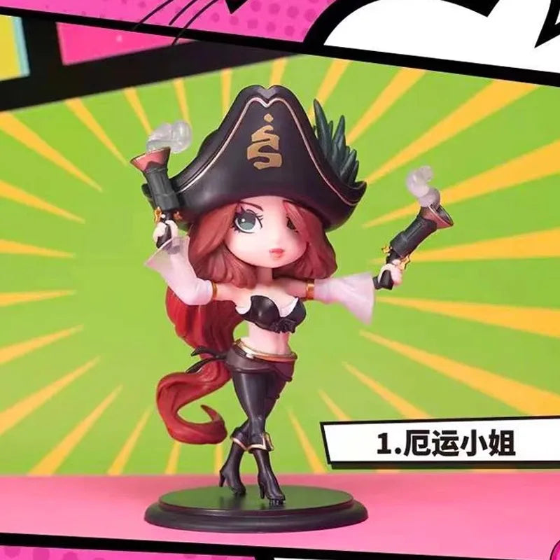 Bandai CALS POP LOL League of Legends Miss Fortune Seraphine Caitlyn Kiramman Q Version Action Figures Model Toys Surprise Gift