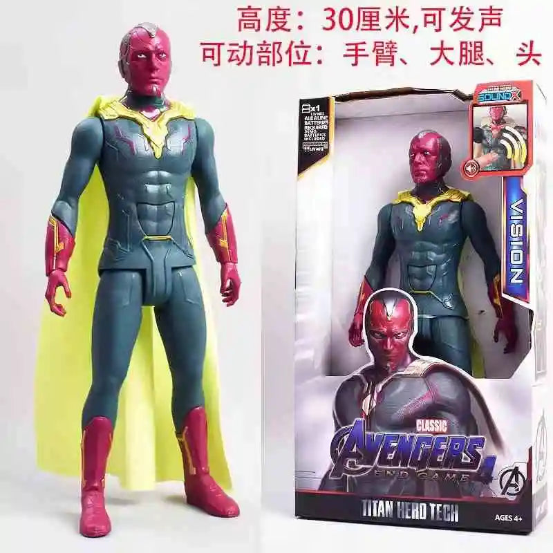 High Quality 30cm Marvel Avenger Toy Thanos Spiderman Iron Man Captain America Thor Black Panther Sound And Light Holiday Gifts