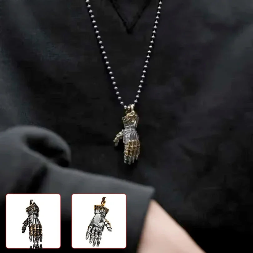 Robot Hand Charm Pendant For Men Unique  Gift Vintage Bionic Hand With Chain Movable Finger Joints Ornament