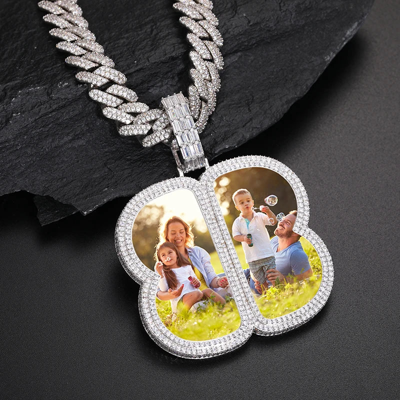 Custom Photo Pendant Necklace Men Hip Hop Jewelry Personalized Custom Moissanite Pendant Zircon Chains Gift