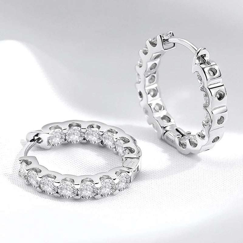 Сребърни обеци Smyoue с 18k позлатени камъни, общо 2.6CT, с моисанит, за жени, блестящи обеци за сватбено парти, бижута от 925 стерлингово сребро