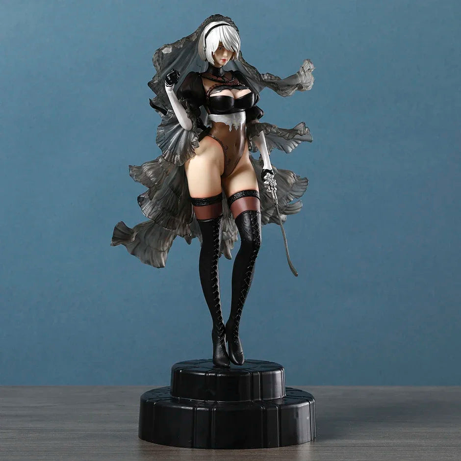 Nier:Automata 2B Wedding Dress with Replaceable Head Figurine Doll Collectible Model Decoration Toy
