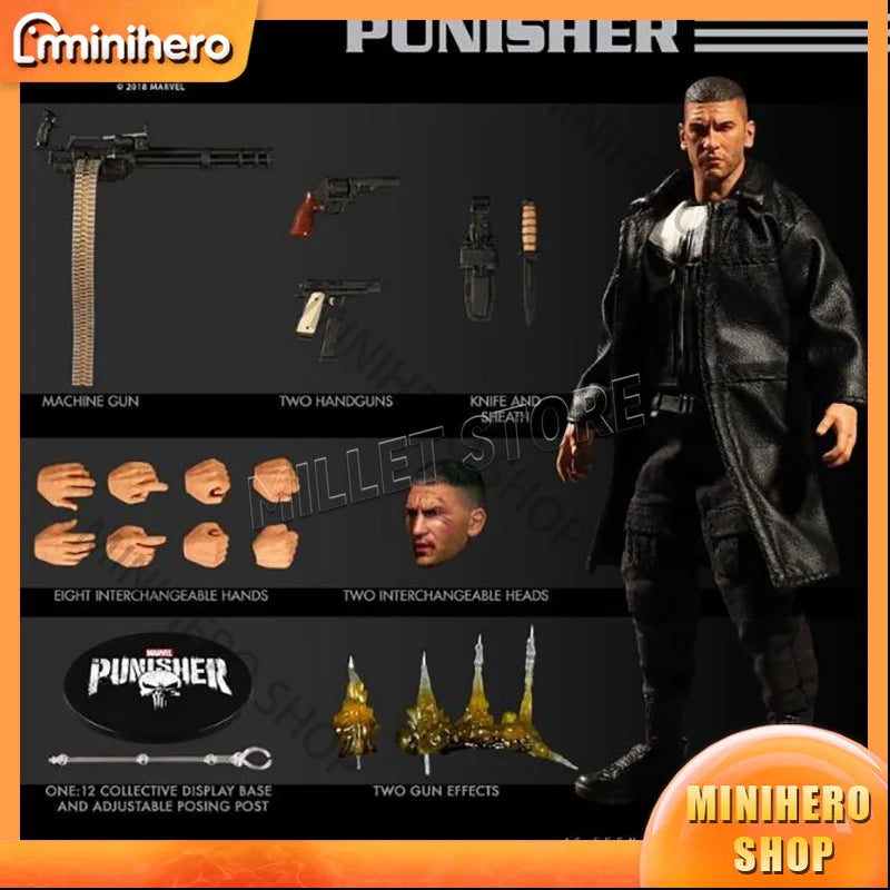 In Stock Mezco ONE12 Punisher Action Figure Anime Collectible Toy Model for Adults Kids Fans Gifts Marvel Inspired PVC Statue
