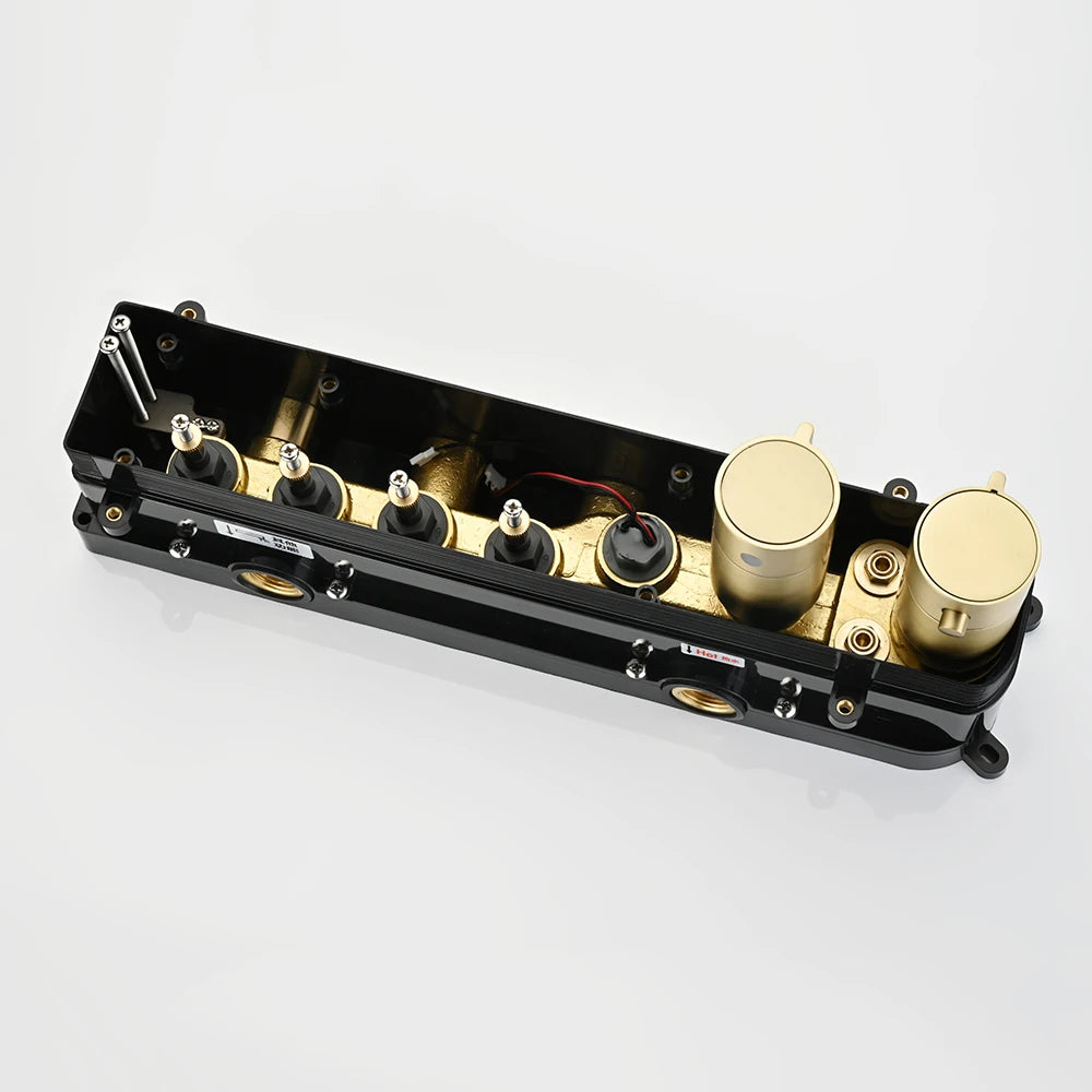 M Boenn Luxuriöses Duschset, Badezimmerarmaturen, intelligente Temperaturanzeige, Druckknopf-Thermostatmischer, Decken-Duschkopf in Schwarz