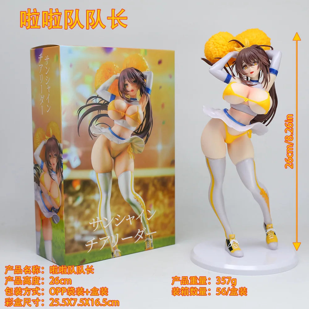 25cm Japanese Anime Sunshine Cheerleader Figure Sexy Girl Figurine Gk Statue Model Doll Collection Room Decora Desk Toys Gift