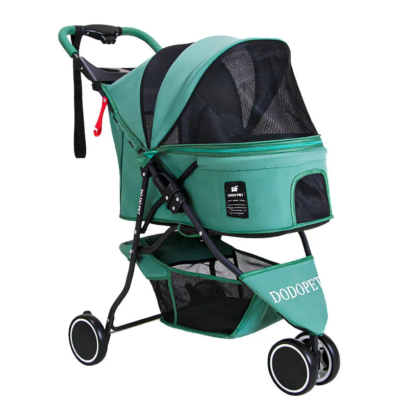 20kg Heavy-Duty Pet Stroller for Dogs/Cats - Foldable Lightweight Carrier with Breathable Mesh & All-Terrain Wheels