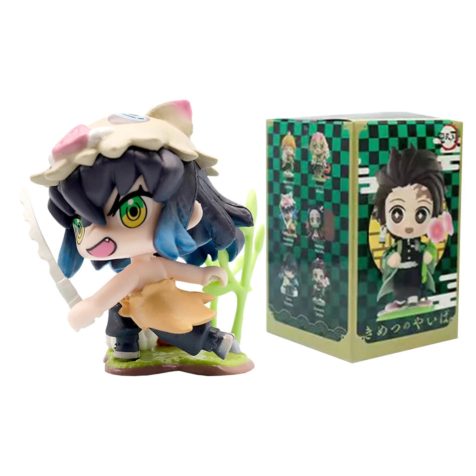 Anime 6Pcs/Set Q Version Demon Slayer Figurine  Boxed Model Ornament Accessory Cartoon Movability Kits Mascot Kid Toy Gift