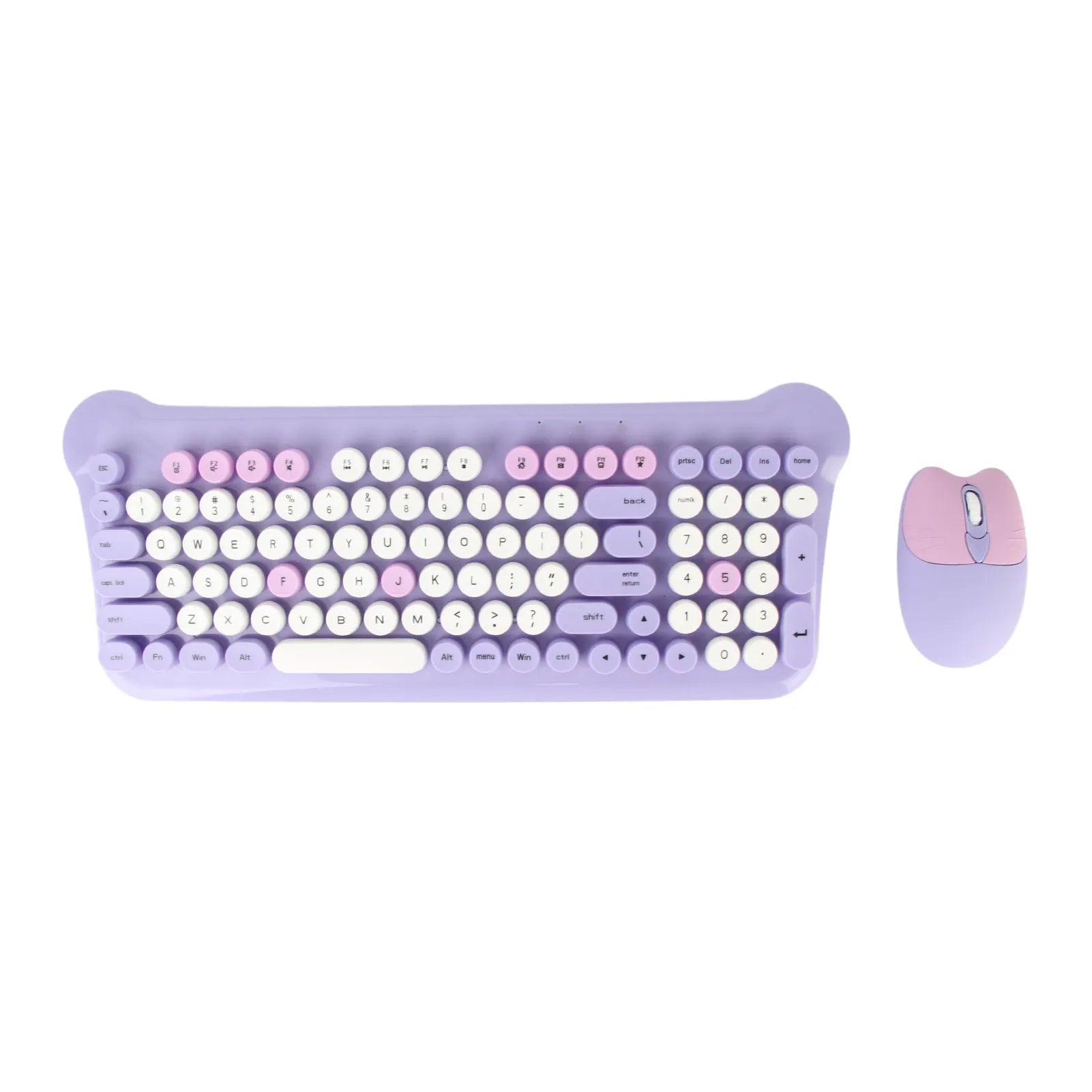 Colorful Keyboard and Mouse Plug and Play Wireless Keyboard and Mouse Set Responsive with Round Keycaps for Laptops PC Desktops