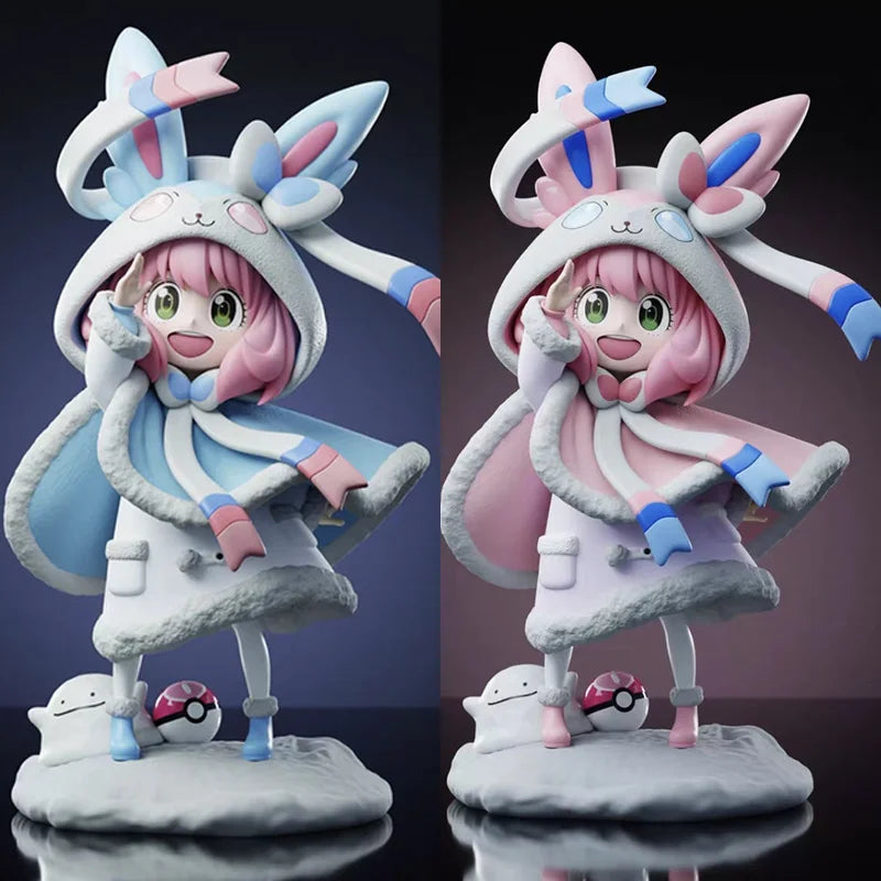 19cm Spy×Family Kawaii Model Anya Forger Cos Sylveon Anime Figure Pokemon Beautiful Girl Doll Decoration Children Toy Xmas Gifts