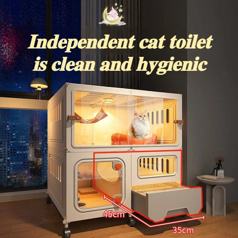 Cat Villa Pulley Design Cat Cage Outdoor Large Space Easy Install Cat's House Shelves Firm and Durable Cats Accessories Supplies