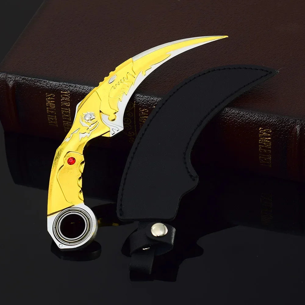 17CM Karambit Игра Живот и смърт Периферна Тъмна Луна Двойни Шипове Метален Модел Безопасност Мили Тери Влак Нож Играчки Меч Момче Подарък