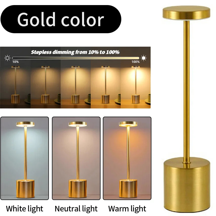 USB Rechargeable Led Night Light Desk Lamps 3 Color Touch Table Lamp Infinitely Dimmable Dining Bedside Lights Room Decor Gift