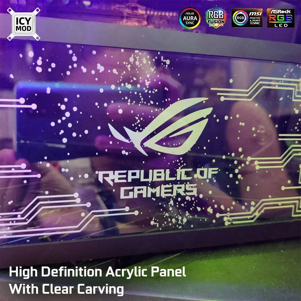 ICY MOD Transparent Acrylic ARGB Luminescent Board Customized VGA Side Decorative Panel PC Case Appearance MOD Computer Gamer