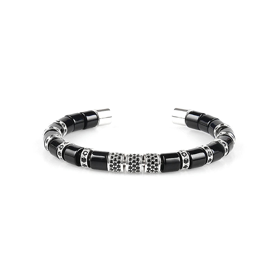 Ailatu 5 teile/los Edelstahl Armreifen Naturstein Zylinder Perlen Armbänder Luxus Männer Schmuck Top Qualität