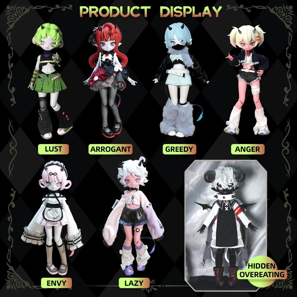 In Stock Genuine Devil'S Horns Blind Box 1/8 Movable Doll Ornament Creative Trendy Toy Exquisite Doll Boys Girls Gifts