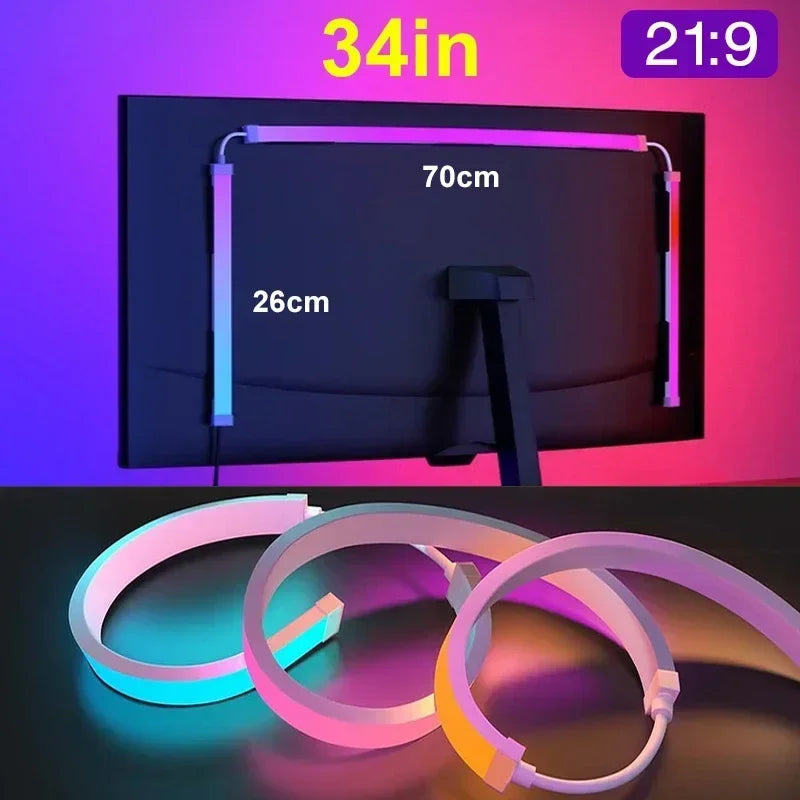 Smart Ambient PC Display Sync LED Strip Computer Monitor Backlight RGBIC Ambient Light USB Powered for Games Movies CreativeGift